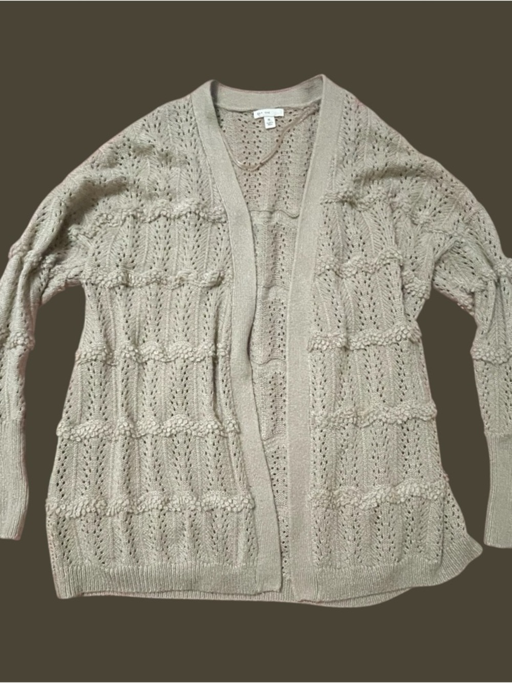 Cato Beige Fluffy Striped Cardigan Cozy Soft Knit Oversized Layering Sweater